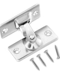 Heavy Duty Mini Sliding Barn Door Latch Lock With 90 Degree Alloy Lock for Pocket Door and Security, shown with included screws.