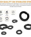 295 Piece Metric And SAE Spring Lock Washer Kit In Stainless Steel 304 Pro Grade Heavy Duty Washers In Sizes M3 To M10 And Six To Ten And Three Eighths Inch For Auto Motorcycle And Machinery Projects spring lock washers, 304 stainless steel