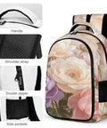 Soft Vintage Peony Bloom Printed Unisex Backpack With Large Capacity For Everyday Go To Daily Driver, Durable Polyester
