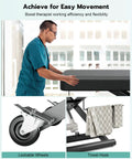 Paddie Flat Electric Lift Massage Table Professional Spa Bed with lockable wheels and towel hook for convenience and ease.
