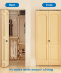 72 Inch Aluminum Bifold Closet Door Hardware Kit For Four Doors, BiFold Barn Door Track Top Mounted showing open and closed views