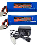 7.2V 3800mAh NiMH RC battery 6 cell with Tamiya connector for cars trucks truggies tanks planes boats 2 pack with 1 charger