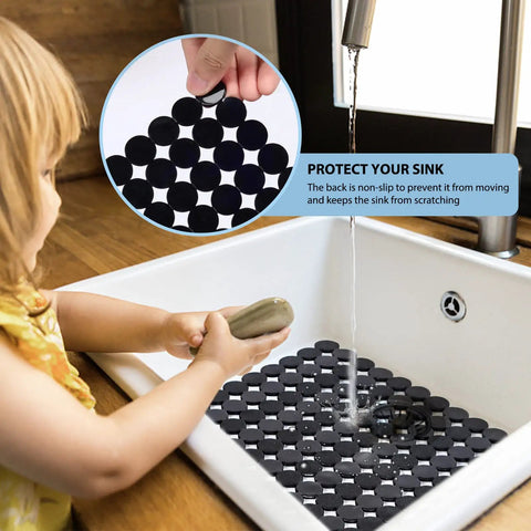Two Pack Adjustable Kitchen Sink Mat With Fast Draining Design That Protects Dishes And Glassware Easy To Clean Dish Drying Mat DIY Cut To Fit Soft PVC Sink Protector For No Mess Drying And Quick Drain