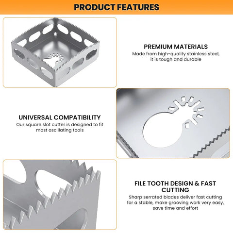Upgrade 2 Pc Drywall Outlet Cutter Sets With Square Slot Blades For Oscillating Multi Tools. Stainless steel square slot cutter for precise cuts.