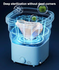 No Sweat Compact Portable Washer For Baby Clothes And Delicates With Gutsy Motor Ozone Sterilization and Super Silent Spin showing sterilization process.