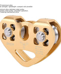 Tandem Zipline Pulley Kit With 30KN Load Rating Beefy Stainless Bearings Aluminum Housing For Cable Rope Rescue Heavy Duty Climbing