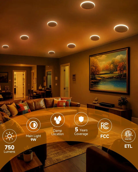 Sweet Setup 12 Pack 4 Inch LED Recessed Ceiling Lights With Built In Amber Glow And Zero Sweat Dimmable 5Cct Control For Hassle Free Canless Wafer Downlight Retrofitting