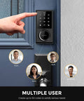 Keyless Entry Smart Door Lock With Touchscreen Keypad Auto Lock Ultra Quiet Motor on blue door in use
