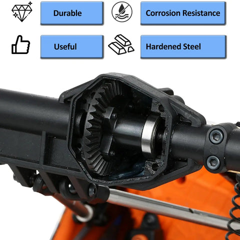 Beefed Up Hardened Steel Front And Rear Ring Gear Set 38T Pinion 13T 32P Bevel Gear for 1 10 Scale RC RBX10 RYFT Upgrade Axles Easy Bolt On Replacement