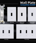 Single Pole Toggle Light Switch 15 Amp 120 Volt Quiet Framed In Wall On Off Replacement Self Grounding UL Listed Glossy White 5 Pack For Residential And Commercial Use Durable Thermoplastic Frame For Easy Install And Long Lasting Performance. White one-gang wall plate and toggle switch, screwless matte and glossy finishes