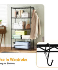 Four Pack Large Grid Wall Baskets With S Hooks For Garage Or Display Shelves Heavy Duty Black Metal Gridwall Organizer Bins