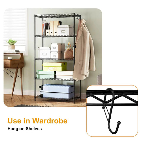 Four Pack Large Grid Wall Baskets With S Hooks For Garage Or Display Shelves Heavy Duty Black Metal Gridwall Organizer Bins