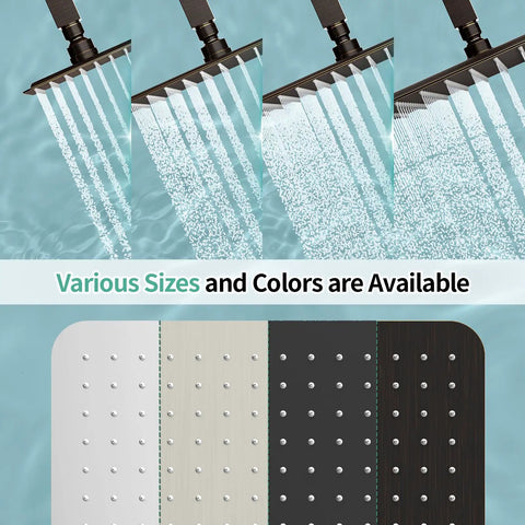 Big Ol 16 Inch Square Stainless Steel Rain Shower Head With High Pressure, color and flow variations, modern bathroom design