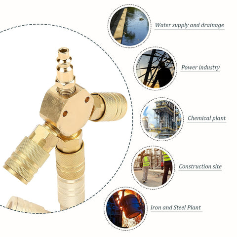 3-Way Air Manifold Steel 1 Quarter Inch Universal Air Hose Splitter for Air Compressors with Quick Connect Fittings used in industries