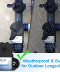 Two GVA-24 24V pool valve actuators with 15-ft cables installed on outdoor PVC piping.