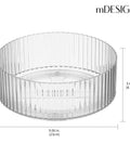 Two Pack Fluted Lazy Susan Plastic Spinner Turntable For Kitchen Counter Organizing Rotating Organizer Swivel Tray For Spices And Accessories 9 Inch Round Clear Sturdy Build Life Hack top view with measurements