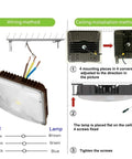 Installation guide for 120W LED Canopy Light High Bay Ceiling Fixture Pack Of 2 for warehouse and balcony, showing wiring and mounting steps.