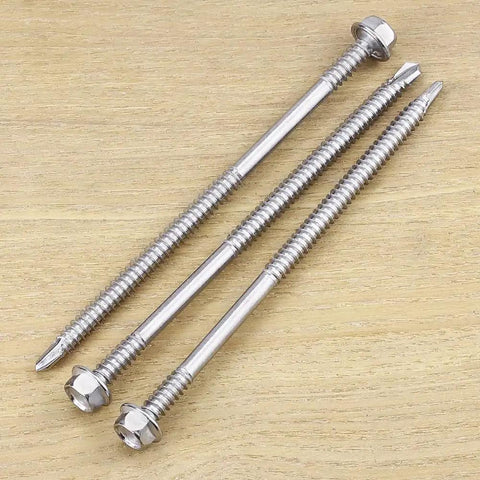 Rock Solid Size 12 X 6 Inch Hex Washer Head Self Drilling Screws Pack Of 20 Premium 410 Stainless Steel Tek Fasteners