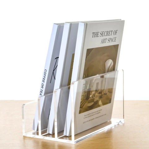 Clear Acrylic 3 Compartment Mail Holder And Desk Organizer For Bills Documents And Notebooks Vertical Letter Sorter