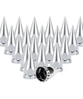 33mm Chrome Spike Lug Nut Covers Thread-On For Semi Trucks 4.75 Inch High ABS Plastic Caps Pointed Screw-On Pack Of 20 Fits 33mm Hub Piloted Wheels No Rust Built Tough
