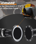 Heavy Duty Magnetic Dust Collection Coupler With Steel Ring No Sweat Quick Connect Adapter For 2.5 Inch Shop Hoses shown with 2-1/2 inch fitting.