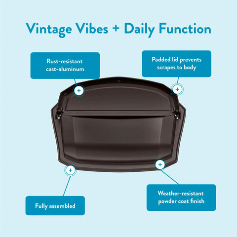 Villa Wall Mount Mailbox Large Rubbed Bronze Die Cast Aluminum With Powder Coat Inside And Out shown open with inner padded lid
