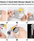 Step-by-step cleaning of high pressure 8 inch rain shower head with filter for hard water removes chlorine fluoride harmful substances