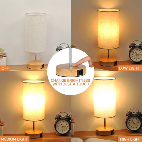Sleek Bedside Lamp With USB C And USB A Ports, Touch Controlled Table Light with 3 Lighting Modes illustration