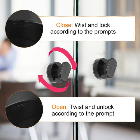 2 Pack Suction Cup Door Handle For Glass Doors And Showers No Drill Self Stick Instant Push Pull Armrest Black 62x50mm Easy Install For Windows Cabinets Toilets Bathroom Home, twist lock close open