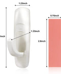 Damage Free Adhesive Hooks Set With Sixteen Hooks And Thirty Two Strips Holds Up To Five Pounds Per Hook For Easy Install On Smooth Surfaces, showing hook dimensions and strip size.