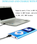 Dope 32GB MP3 Player With FM Radio And Voice Recorder One Point Eight Two Inch LCD Screen Blue connected to laptop