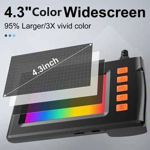 1080P HD Endoscope Camera With 4.3 Inch LCD Screen, 8 LED Lights, IP67 Waterproof Borescope display illustration