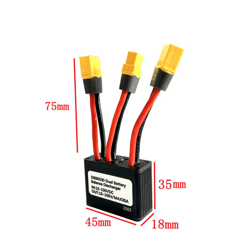 Dual Battery Pack Switch Balancer For E Bike And Scooters, Double Battery Discharge Converter, 500W System, 10 To 100V DC Input, Max 30 Amps, Generation II, Ultra Compact 34x45x18.5mm, Only 73g, Low Key Hidden Frame Install