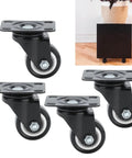 Rcniso Universal 1.5 Inch Silent Furniture Caster, 360° Rotation for Cabinet Legs, Shelf Legs, Stainless Steel, 4 Pieces set on a wooden floor.