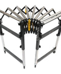 Laguna Xp 20 Inch Heavy Duty Flexible Roller Conveyor Table With Four Inch Locking Casters For Superior Stability And Easier Material Handling To Fit Most Bandsaws Smoothly, folded view.