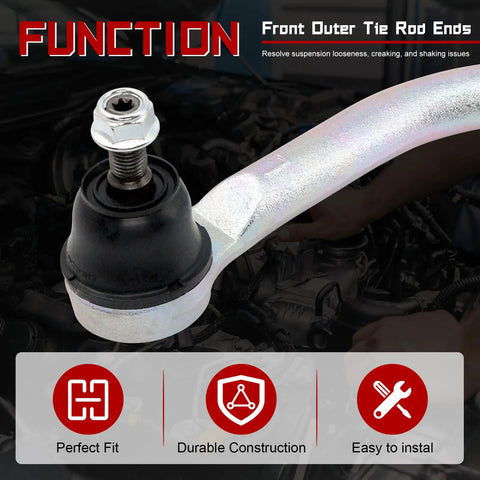 Nissan Rogue Front Outer Tie Rod Ends 2 Pack For 2008 2009 2010 2011 2012 2013 And Rogue Select 2014 2015 L4 2.5L Replacement ES800582 ES800583, front tie rod end