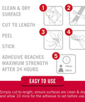 Installation guide for Self-Adhesive Hook And Loop Fasteners Roll Fifteen Feet By Three Quarter Inch White showing step-by-step instructions.