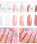 Six Neutral Colors Hema Free Poly Nail Gel Kit For Extension Nails Long Lasting Builder Gel Set With Clear White Nude Pink Shades