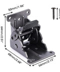 12 Pack Heavy Duty Self Locking Hinges For Folding Tables: close-up of steel hinge showing dimensions and details, ideal for sturdy furniture.