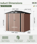 Heavy Duty Outdoor Tool Shed With Lockable Doors, 6.2x4 Ft Galvanized Steel Storage, diagram with dimensions and features