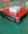 Electric Heavy Duty Equipment Moving Skate Remote Control Machinery Dolly For Industrial Jobs, Heavy Lifting, Smooth Roll, Four Wheel Portable Dolly, Adjustable Height, Durable Steel Construction, Ideal For Workshops, Garages, And Construction Sites, red tracked base