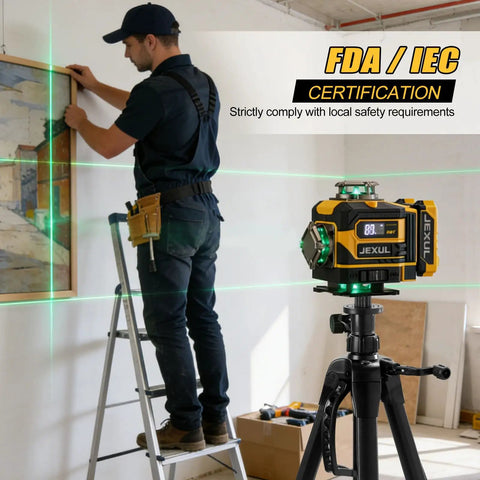 16 Line Laser Level Kit With 4D Self Leveling And Receiver Extends To 200ft For Indoor Layouts And Outdoor Fencing Decking Projects, High Precision Leveling Tool For DIY And Pros.
