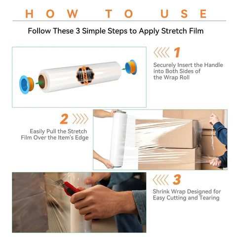 Heavy Duty Stretch Wrap Roll 18 Inch Width X 1500 Feet Long Four Pack 80 Gauge Film 600 Percent Stretch Zero Sticky Residue Super Grippy On Furniture And Boxes Locks Down Cargo Smoothly With Zero Hassle