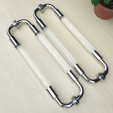 Stainless Steel Clear Acrylic Door Hardware Kit with Double Sided Grab Bar and Glass Door Pull Handle for Easy Entry