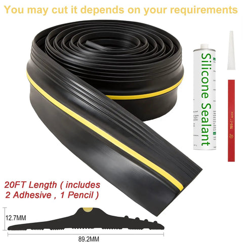 Garage Door Threshold Seal Strips 20 Ft Weatherproof Rubber Weather Stripping With Two Sealants Adhesives