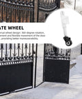 Heavy Duty Spring Loaded Gate Caster Wheel With Beefy Iron And Grippy Rubber Construction Smooth Retractable Fence Roller for easy gate movement.