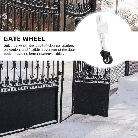 Heavy Duty Spring Loaded Gate Caster Wheel With Beefy Iron And Grippy Rubber Construction Smooth Retractable Fence Roller for easy gate movement.
