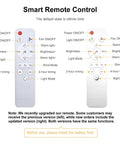 Comparison of two versions of smart remote control for Small Ceiling Fan With Light And Remote 20.5 Inch 2 In 1 Fixture, showing buttons for light and fan settings.