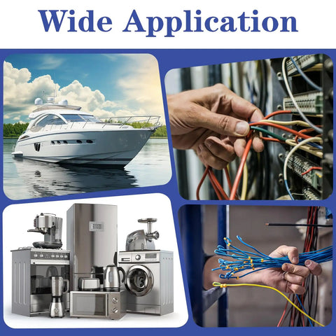 Applications of 200 Pieces U Shape Copper Ring Terminals Open Barrel Brass Crimp Connectors in yachts, wiring, and appliances