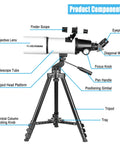 80mm Aperture 600mm Refractor Telescope With AZ Mount For Adults And Kids Beginners Portable Astronomy Kit component diagram